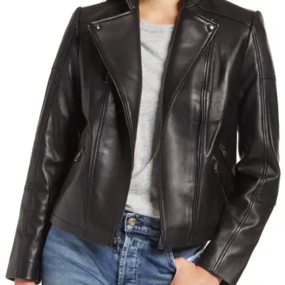 Sam Edelman Lambskin Leather Moto Jacket - Small